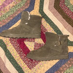 BearPaw Olive Green Suede Ankle Boots